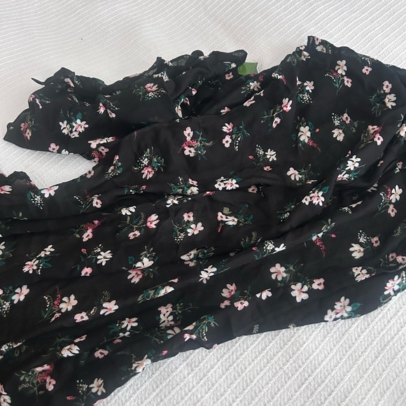 Kate Spade Black Floral Scarf with Pink & White Blossoms - Picture 2 of 3